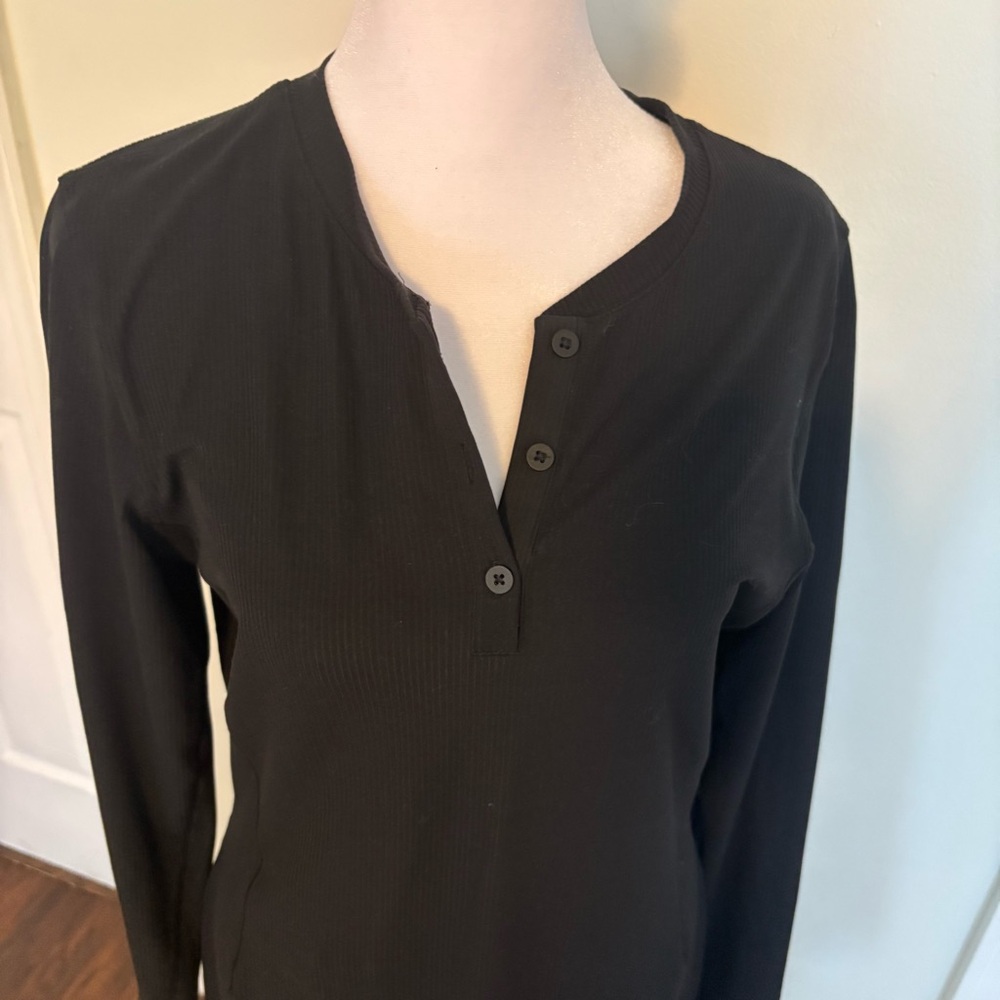 Lululemon all aligned ribbed long sleeve Henley dress in charcoal - Picture 3 of 5
